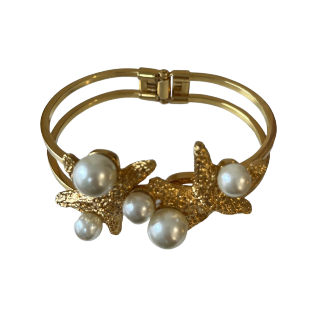 1990s Gold Plated Starfish Bangle - Monet